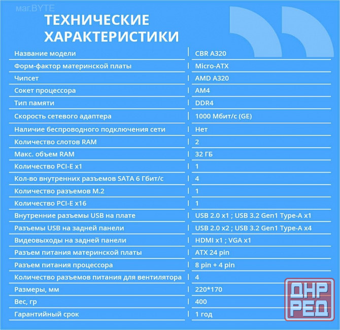 Материнская плата Cbr Mb-Ara320-Blk Micro-Atx (арт-4188) Донецк - изображение 2