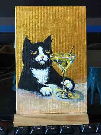 Купить картину на холсте "Кот и мартини" кот во фраке, портрет, мем, приколы Донецк