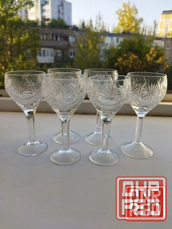 Набор хрустальных рюмочек на ножке ссср Донецк - изображение 1