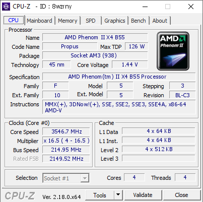 Процессор AMD Phenom II X4 B55 Докучаевск