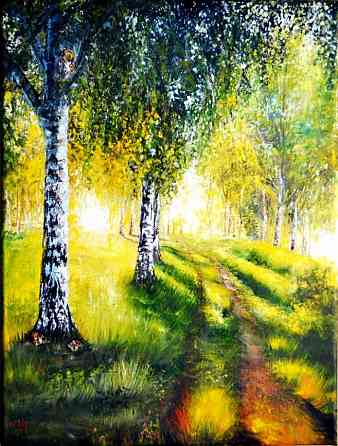 Купить картину "Березовая роща" живопись, 30*40 см, летний лес, пейзаж, весна Донецк