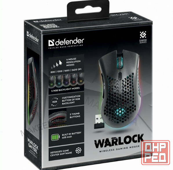 Мышь Defender Warlock Gm-709l, черный (52709) оптический, 2400 Dpi, Usb [арт-3931] Донецк - изображение 3