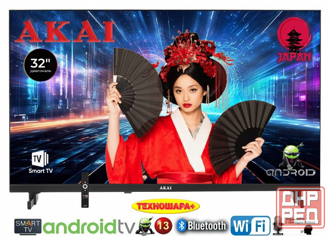 32" тв Akai TA32BH500. Smart/Android13|Т2|HDR|Bluetooth|Голосовой помощник Донецк - изображение 1