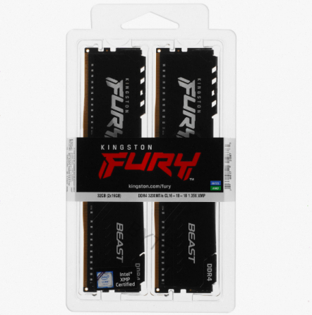 Оперативная память Kingston Kf432c16bb1k2/32wp, 32gb (2x16gb) 3200mt/S Ddr4 Cl16 Dimm, черный [арт-1 Макеевка