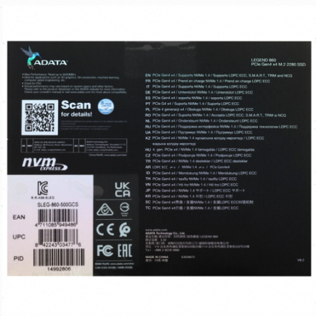 500 гб M.2 Nvme накопитель Adata Legend 860 [Sleg-860-500gcs] (арт-2784) Макеевка