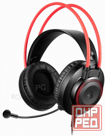 Наушники с микрофоном A4tech Bloody G200s черный/красный 2м мониторные Usb оголовье (G200s Usb/ Blac Макеевка - изображение 1