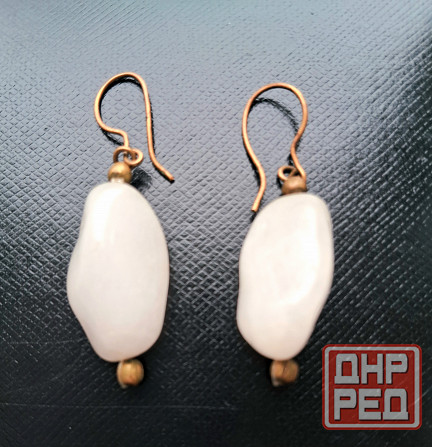 Серьги Белый Агат Винтажные Донецк - изображение 1