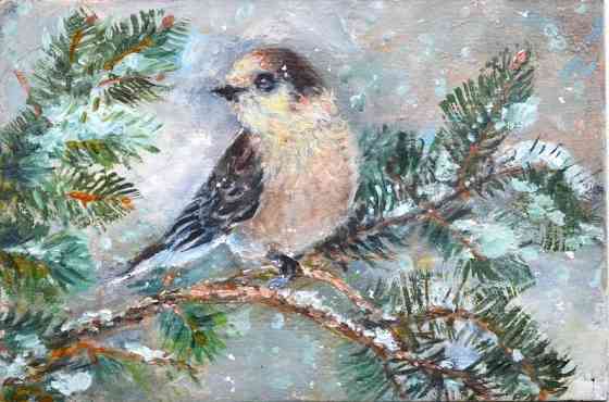 Купить картину маслом "Птичка на ветке" Весенняя распродажа, картина от художника недорого,живопись Донецк