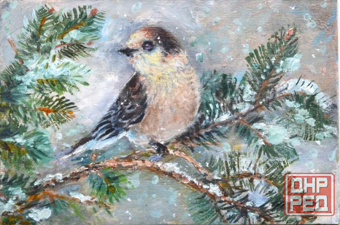 Купить картину маслом "Птичка на ветке" Весенняя распродажа, картина от художника недорого,живопись Донецк - изображение 2