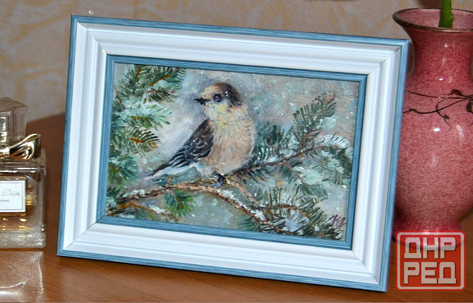 Купить картину маслом "Птичка на ветке" Весенняя распродажа, картина от художника недорого,живопись Донецк - изображение 1