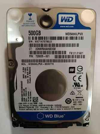 Жёсткий диск WD 500Gb для ноутбука. Наработка 1378 часов. Макеевка