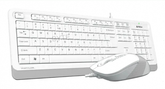 Комплект (клавиатура+мышь) A4tech Fstyler F1010, Usb, проводной, белый и серый [F1010 White] арт-366 Макеевка
