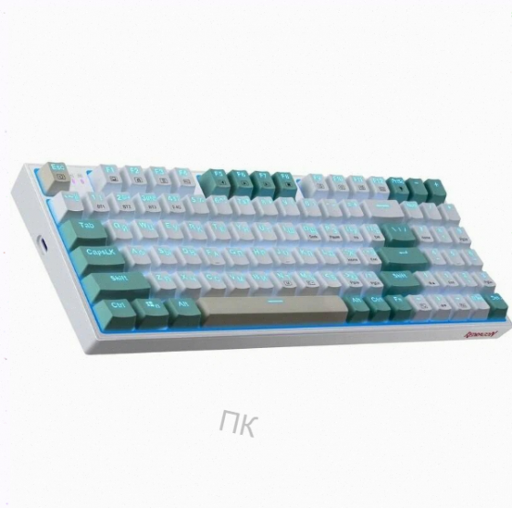Игровая клавиатура Redragon Veigar Ru, Rgb, Bt+2.4g, бело-голубой, беспроводная арт-7813 Макеевка