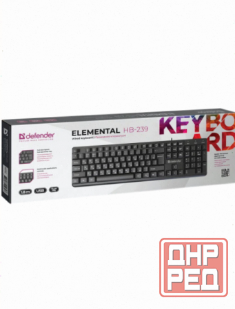 Клавиатура проводная Defender Elemental Hb-239 Black (Ru, черн,104 кнопки+Fn,1.8м) (45239) (арт-5021 Макеевка - изображение 2