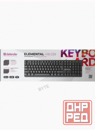 Клавиатура проводная Defender Elemental Hb-239 Black (Ru, черн,104 кнопки+Fn,1.8м) (45239) (арт-5021 Макеевка - изображение 3
