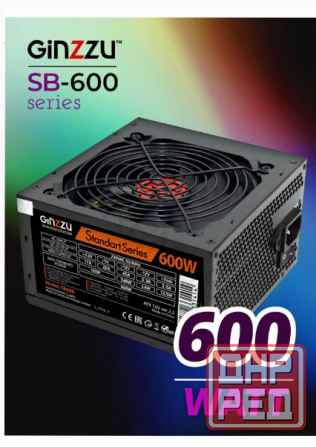 Блок питания Ginzzu Sb600 Atx, 12cm Fan, 20+4pin Cpu (4+4), 4*Sata, 3*Ide , Pci-E (6+2) цвет черный, Макеевка - изображение 1