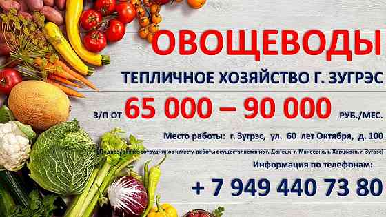 Овощеводы, тепличное хозяйство Зугрэс