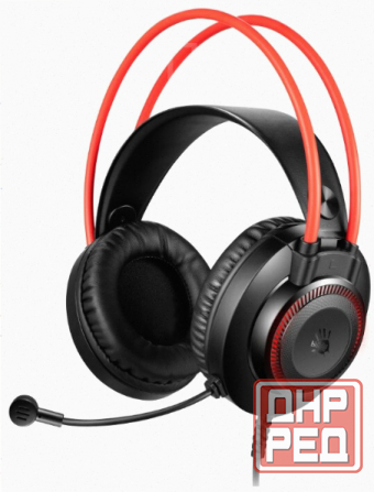 Наушники с микрофоном A4tech Bloody G200s черный/красный 2м мониторные Usb оголовье (G200s Usb/ Blac Макеевка - изображение 1