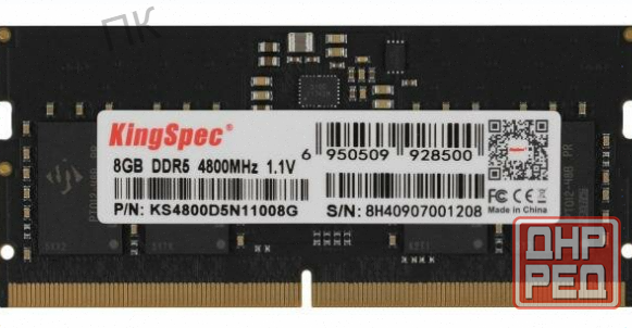 Оперативная память So-Dimm Kingspec Ddr5 8gb 4800mhz Ks4800d5n11008g Rtl Pc5-38400 Cl40 Dimm 288-Pin Донецк - изображение 1