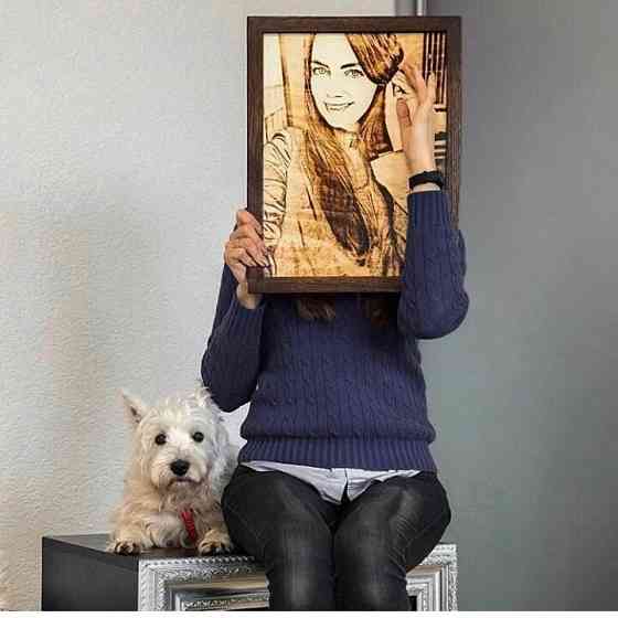 Портрет на дереве по фото | Выжженный портрет | Подарок Макеевка