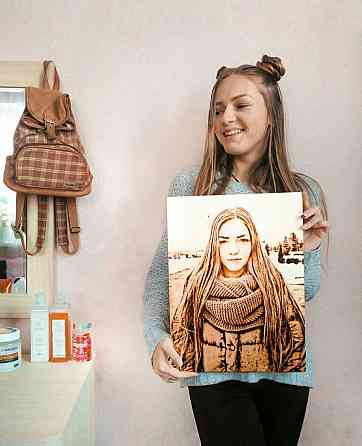 Портрет на дереве по фото | Выжженный портрет | Подарок Макеевка