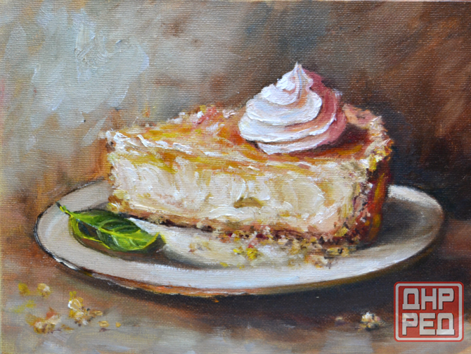 Купить картину маслом "Тортик", размер 24*18 см, картина с едой, вкусняшка Донецк - изображение 1