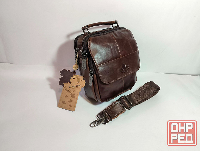 Мужская кожаная сумка (16х20х9 см) Донецк - изображение 6