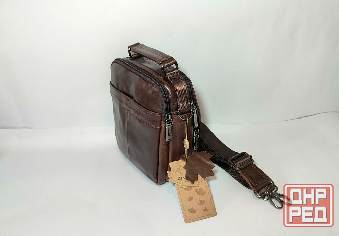 Мужская кожаная сумка (16х20х9 см) Донецк - изображение 2