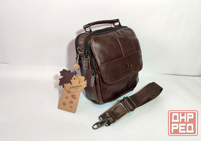 Мужская кожаная сумка (16х20х9 см) Донецк - изображение 1