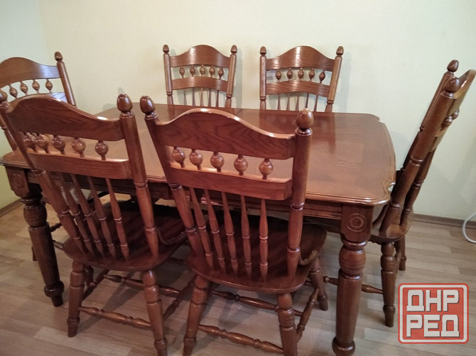 Продам стол раздвижной и 6 стульев, из массива гевейи,произв.Малайзии Донецк - изображение 1