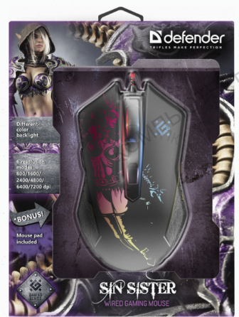 Мышь (арт:арт-8791) Defender Sin'Sister Gm-933, черный (52933) оптический, 7200 Dpi, Usb Макеевка