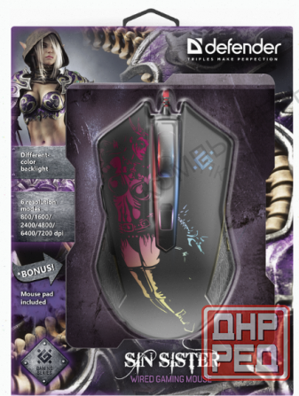Мышь (арт:арт-8791) Defender Sin'Sister Gm-933, черный (52933) оптический, 7200 Dpi, Usb Макеевка - изображение 4