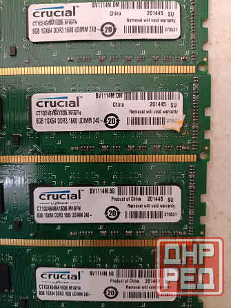 Оперативная память Crucial DDR3-1600. Модули по 8Gb Макеевка - изображение 2