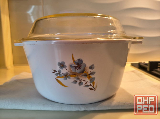 Кастрюля огнеупорная керамическая со стеклянной крышкой. Цена снижена Донецк - изображение 1