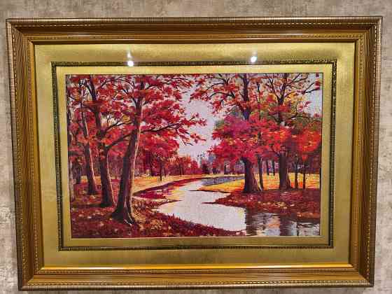 Картина вышитая шелком. «Золотая осень». Цена снижена Донецк