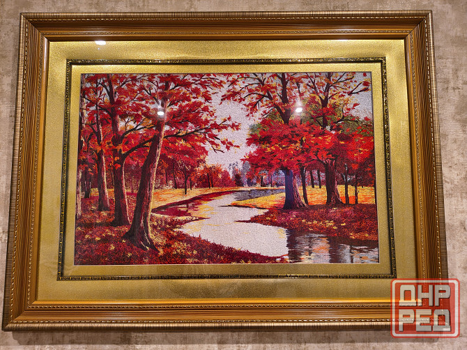 Картина вышитая шелком. «Золотая осень». Цена снижена Донецк - изображение 1