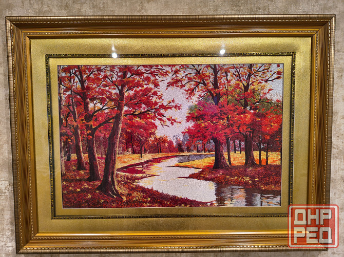 Картина вышитая шелком. «Золотая осень». Цена снижена Донецк - изображение 2