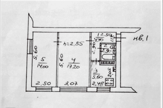 2х комн. Шахтостр/доб, 44 м²,1/5 Донецк