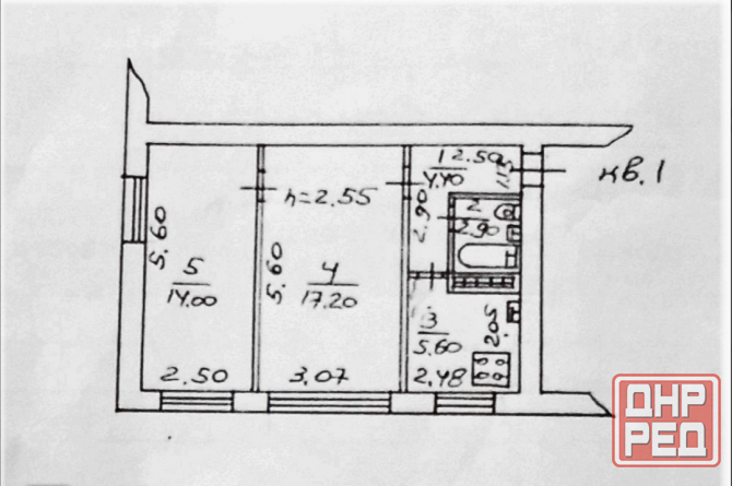 2х комн. Шахтостр/доб, 44 м²,1/5 Донецк - изображение 5