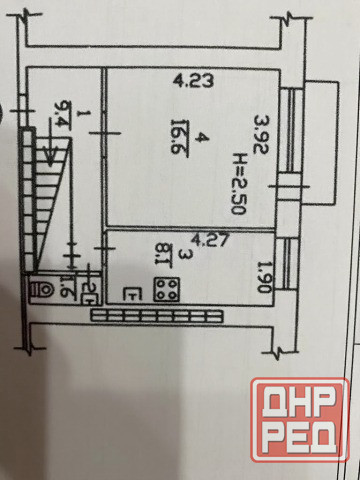 3 ком. квартира, 73,6 м², 2 уровня, под ремонт, 3/9 эт., Калининский р-н, ул. Карпинского, Грузия Донецк - изображение 1