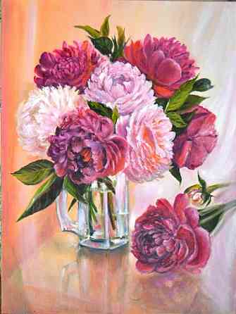 Купить картину маслом "Розовые пионы" Скидка!!! 20% от стоимости в объявлении (новая цена 4 000 р.) Донецк