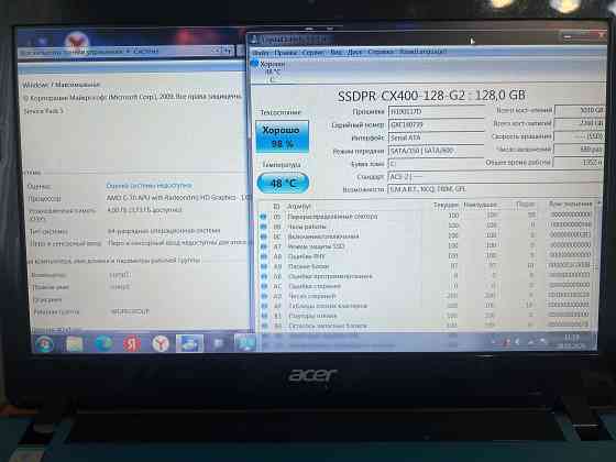 11.6" acer aspire one 725,amd- c 70, 4 gb, 128 gb, ssd, radeon hd7290 Донецк
