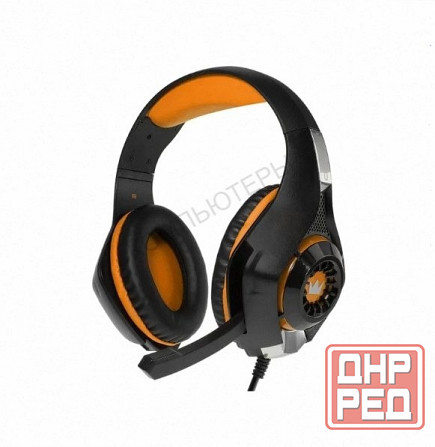 Наушники - арт-4110 Crown Cmgh-101t, игровые, полноразмерные, микрофон, 3.5 мм, 2.1 м, чёрно-оранжев Макеевка - изображение 1