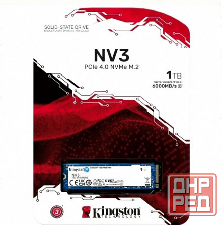 Твердотельный - арт-7656 накопитель Ssd Kingston Nv3 1тб (Snv3s/1000g) M.2(22x80mm), Nvme, Pcie 4.0 Донецк - изображение 1