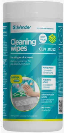 Влажные (арт-9641) салфетки для экрана Defender Multipurpose Cleaning Wipes Cln 30322 100 шт. Донецк