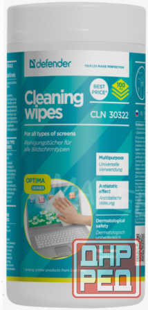 Влажные (арт-9641) салфетки для экрана Defender Multipurpose Cleaning Wipes Cln 30322 100 шт. Донецк - изображение 1