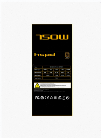 Блок (ар:арт-9454) питания для компьютера Hspd Hsi-750bs-Bk, 750w 80+ Bronze Донецк