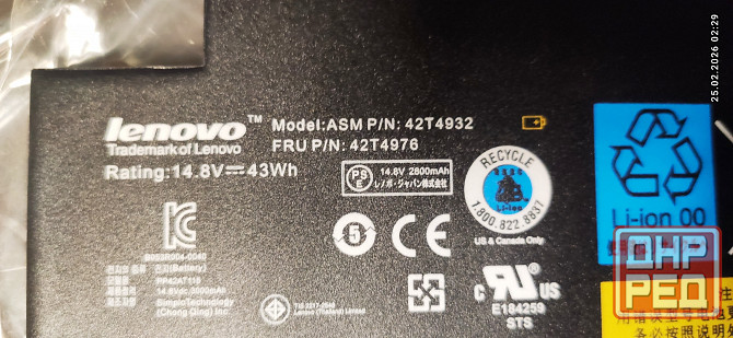 Аккумулятор 42T4932 2900mAh, 14.8v (Lenovo E220s) Донецк - изображение 2