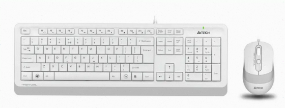 Комплект (ар:арт-3099) (клавиатура+мышь) A4tech Fstyler F1010, Usb, проводной, белый и серый [F1010 Донецк