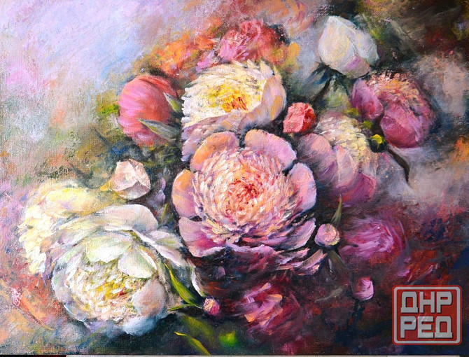 Картина маслом "Пионы". Размер 30*40 см. Стильные картины Купить картину Цветы Живопись Донецк - изображение 1